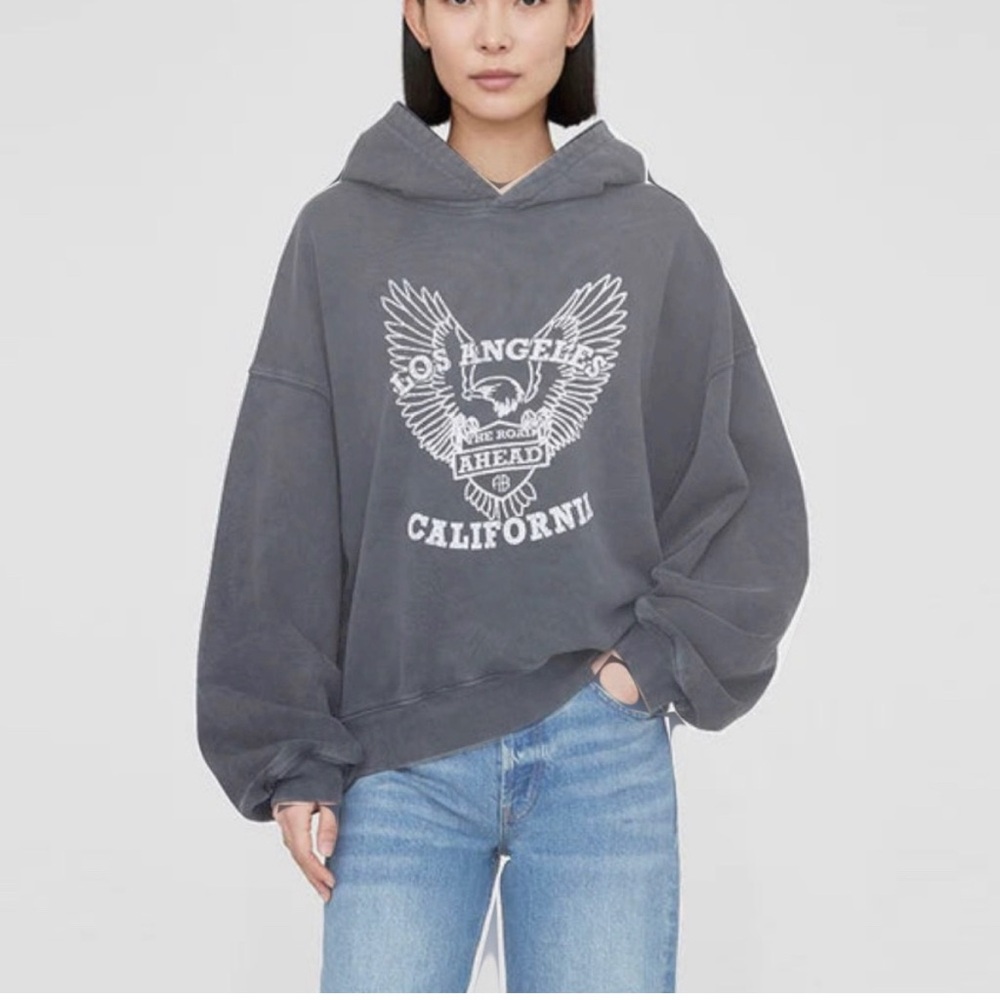 anine bing Alec hoodie small hoodie Los Angeles grey eagle sweatshirt!